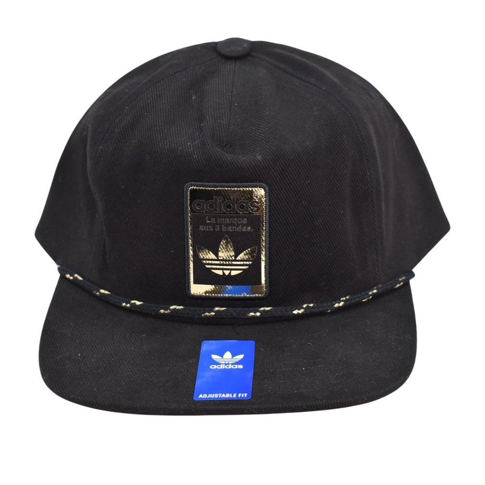 adidas Originals 5-Panel Limited Strapback Cap Hat Black Gold Unisex JJ9390 NEW